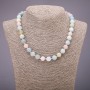 Morganite natural gemstone necklace with a smooth bead, 10(±)mm diameter, 45 cm length