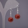 Red Jasper Earrings (Single) Smooth Ball, 12 mm Diameter