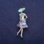 Sale! Madam Brooch with Chalcedony, Silver-Tone Metal 18×50 mm