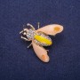 Butterfly Brooch with Enamel and Crystals, Gold-tone Metal 35x35mm