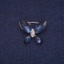 Butterfly Brooch with Crystals, Silver-Toned Metal 20x23 mm