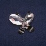 Brooch 'Butterfly with crystals', silver-toned metal 32×32mm