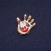 Palm-shaped enamel brooch, gold-tone metal 24×25 mm