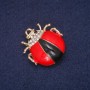 Sale! Ladybug Brooch with Enamel and Crystals, Gold-Tone Metal 28×31mm