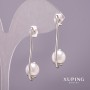 Сережки Xuping з Майоркою, діаметр 10х35мм Родій