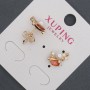 Сережки пусети кульчики Xuping з червоними кристалами та Майоркою, діаметр 8х13мм Позолота 18К