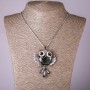 Chain Pendant Owl with Gray Crystal, 53x63 mm diameter, 75 cm length