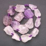Unpolished Amethyst Beads, Rondelle-Shaped Rough-Cut, Threaded on a String, Diameter 20×26 mm, Length 42 cm ±