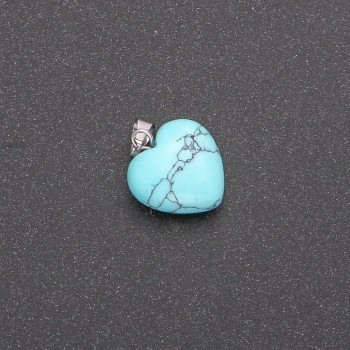 Pendant Heart Turquoise (artificial) green 14x14x23mm (single piece)