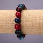 Agate Bracelet with Multicolor Smooth Bead, 12 mm Diameter on Elastic, 18 cm Length