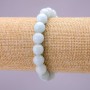 Bracelet with natural aquamarine gemstone, smooth beads, diameter 10 mm (±), on elastic, length 18 cm