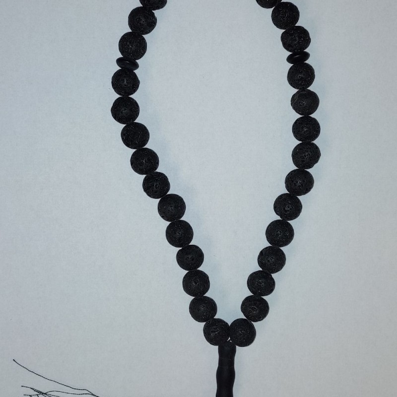 Lava Beads with Shungite Inlays, 33 Beads, 12mm Diameter+