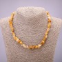 Yellow agate natural stone necklace - chip beads, 7 mm diameter (±), 45-50 cm length with extender chain
