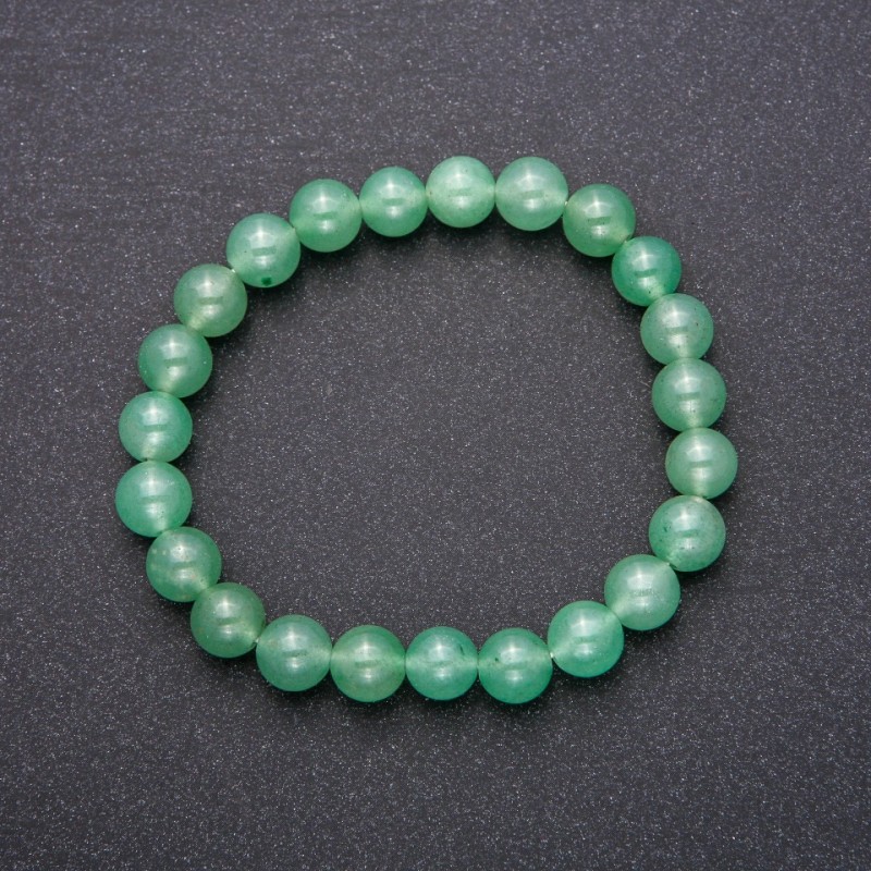 Jade bracelet with smooth beads, diameter 8(±)mm, length 18 cm