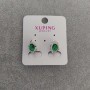Earrings Xuping with green stones 9x16mm Rhodium