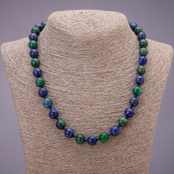 Azurite Necklace with Smooth Beads, 10 mm diameter (±), 48 cm length