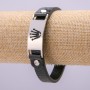 Eco-leather bracelet with steel plate, 15 mm thick, 21 cm long
