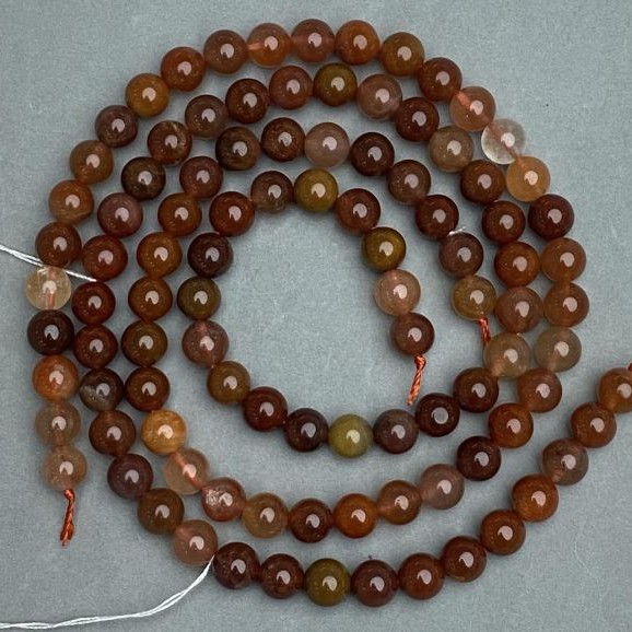 Rutilated Quartz Beads, Smooth Round 8 mm (±) diameter, 38 cm length