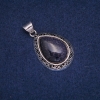Teardrop Pendant with Aventurine Stone (Synthetic) Blue Sand Night of Cairo in Antique Bezel 27×39 mm