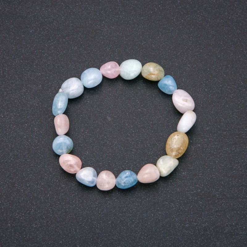 Morganite natural stone bracelet, stretch, faceted beads, 9×12 mm diameter, 18 cm circumference