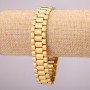 Metal bracelet made of stainless steel with a clasp, thickness 16.5 mm, length 21 cm, metal color gold