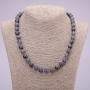 Natural iolite necklace with smooth round beads, 10 mm diameter, 48 cm length