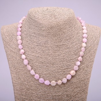 Faceted Kunzite Necklace, natural Kunzite stone, diameter 9x10 mm (±), length 46-49 cm