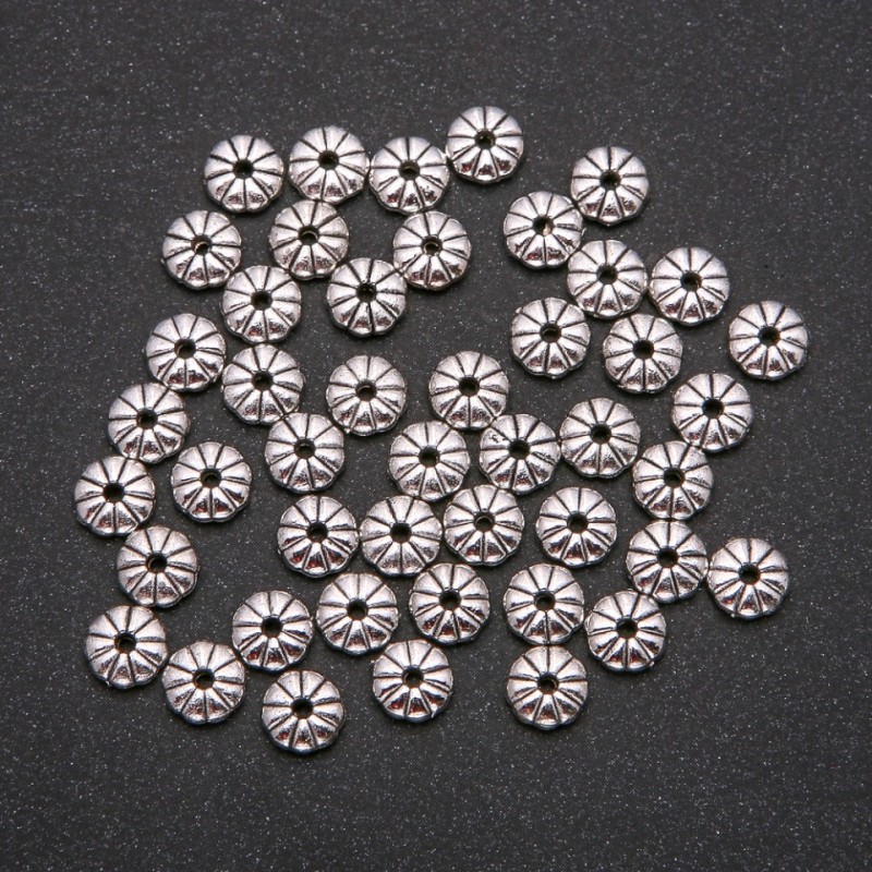 Bead insert findings, silver metal color, diameter 2.5×7 mm (±), packaging 20 g, 45 (±) pcs