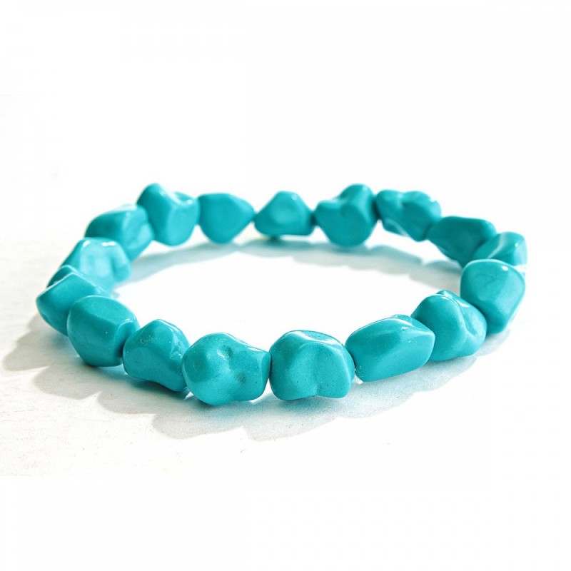 Bracelet on elastic light blue Turquoise (artificial) "tumbled"