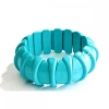 Turquoise elastic bracelet (artificial) smooth rondelles, 6x4 mm ±, length 18 cm ±