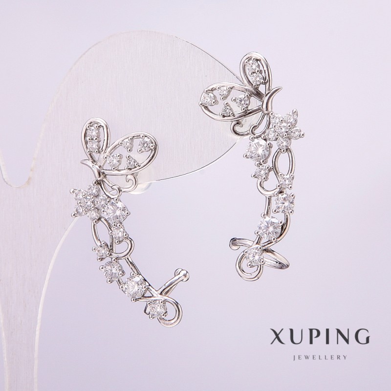 Xuping Rhodium Ear Cuff with White Stones 33x12mm +