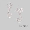 Сережки кафф Xuping Родій з білими стразами, довжина 24мм +
