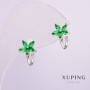 Xuping Rhodium Ear Cuff with Green Stones, 8 mm diameter +