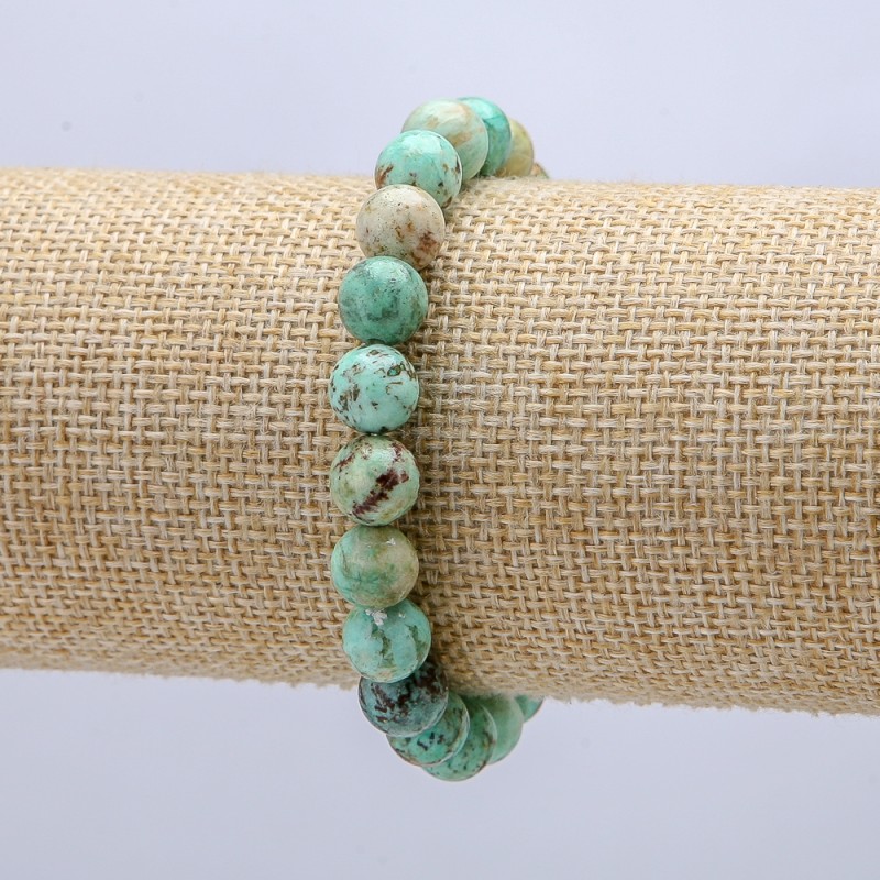 Elastic bracelet with natural amazonite beads, 8 mm diameter, 18 cm circumference +