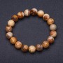 Bracelet with natural stone — landscape jasper, smooth beads on elastic, 10 mm diameter, 18 cm circumference