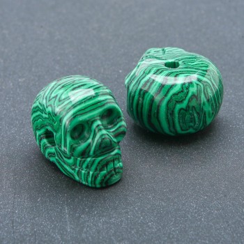 Skull Bead Malachite (pressed) 25x19mm +