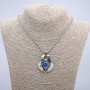 Dragon Eye Pendant in Bezel 43×35 mm on Chain, 70 cm Chain Length, Silver-Colored Metal