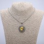 Pendant 'Dragon's Eye' in bezel, 42×30 mm, on a chain, 70 cm long, silver metal