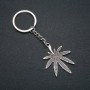 Keychain 'Leaf', diameter 37x48 mm, length 10 cm, silver-colored metal