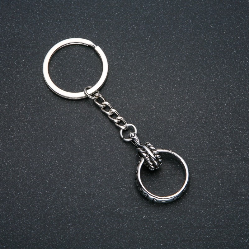 Keychain 'Ring', diameter 15mm, length 9cm, silver-colored metal