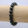 Elastic bracelet with natural stone, smooth bead Shungite, 10mm diameter, 18cm length +