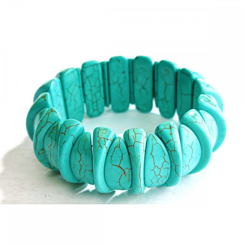Bracelet on elastic, green turquoise with veining (single piece) interesting design