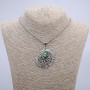Pendant 'Feather with Dragon's Eye' 50x40 mm on a chain, chain length 70 cm +/- silver-toned metal