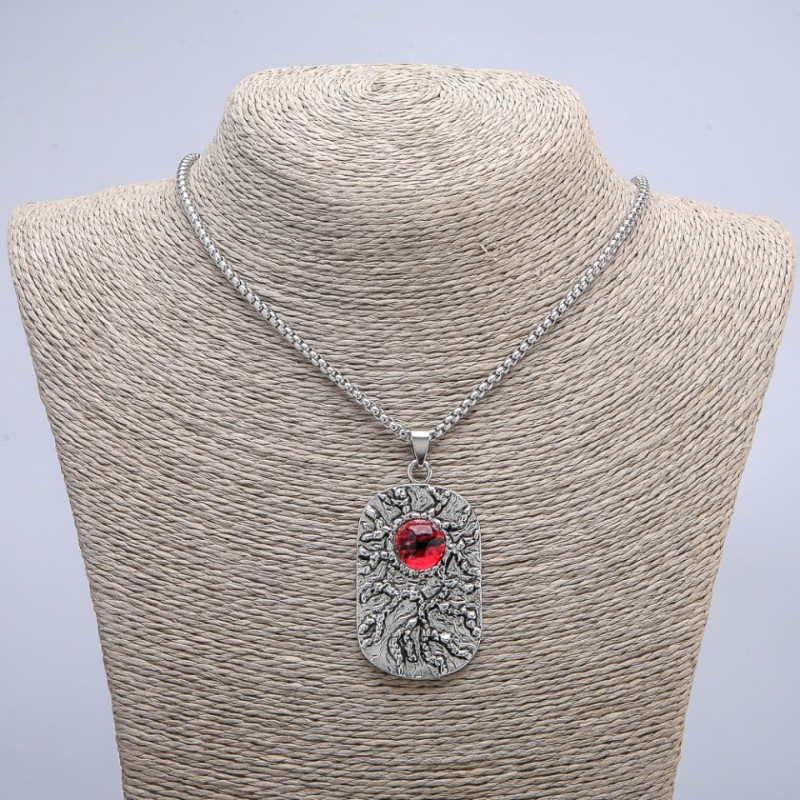 Dragon Eye Pendant 60x30mm on chain, length 70 cm, silver-colored metal