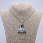 Pendant "Death with an Eye" 50×33 mm on a chain, length about 70 cm, silver metal