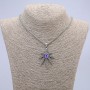 Pendant 'Hemp Leaf with Dragon Eye' 38×55 mm on chain, length 65 cm, silver-colored metal