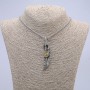 Pendant 'Paw with Feather Dragon's Eye' 70×20 mm on a chain, length 70 cm, silver-colored metal
