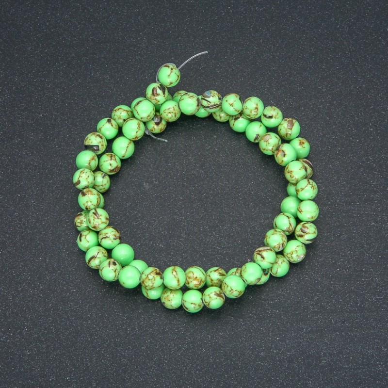 Beads Imperial Jasper Salad Green (pressed) Smooth Round Beads, 6mm Diameter, 40cm Length +