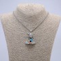 Pendant 'Demon with the Dragon Eye' 45x30 mm on a chain, length 70 cm ± silver-toned metal