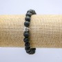 Lava Stone Elastic Bracelet, 8mm diameter ±, with Leopard
